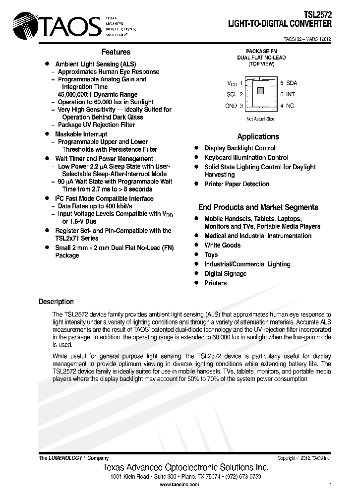 TSL25721_7881803.PDF Datasheet