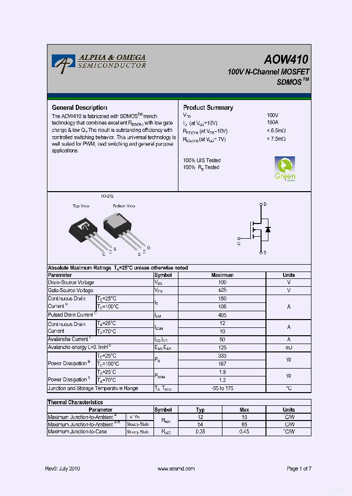 AOW410_7779521.PDF Datasheet