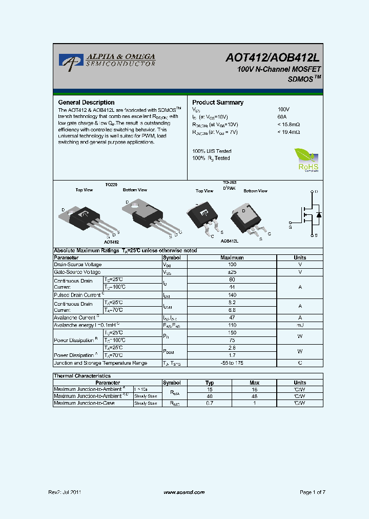 AOB412L_7883309.PDF Datasheet