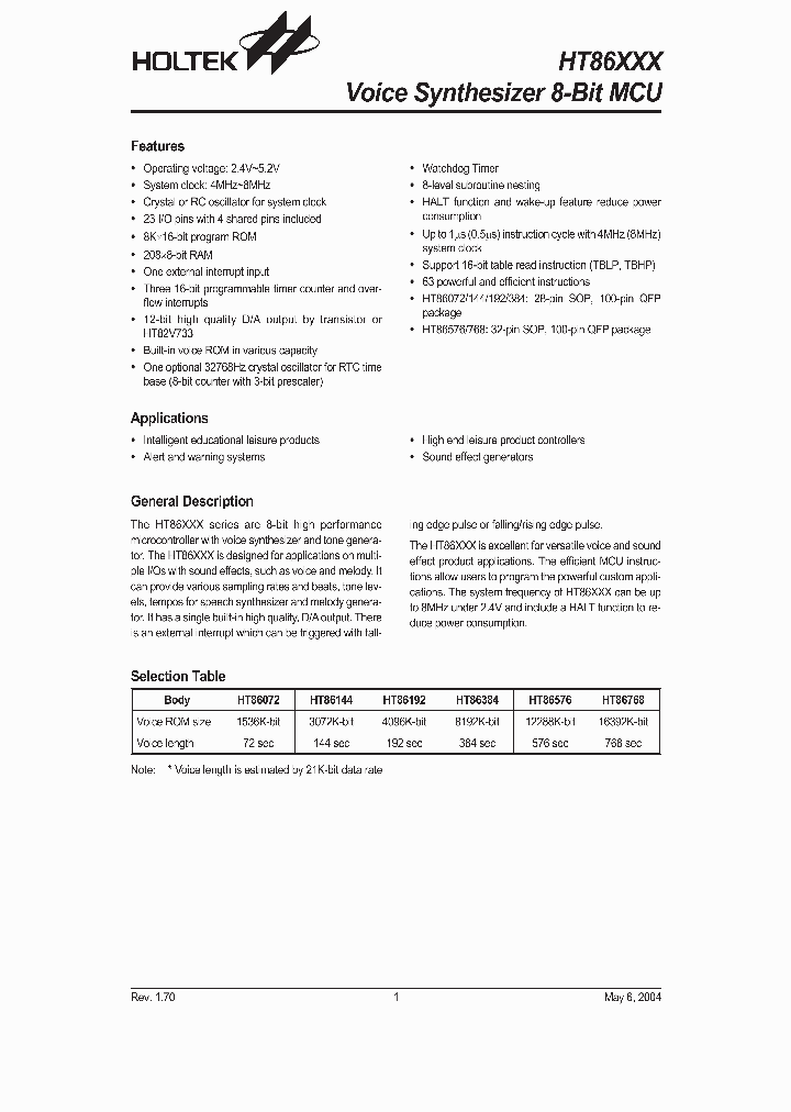 HT86192_7883480.PDF Datasheet