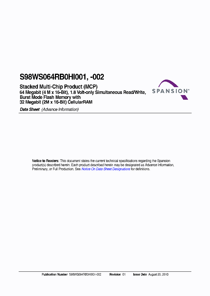 S98WS064RBOHI0023_7884686.PDF Datasheet