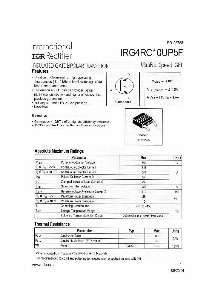 IRG4RC10UPBF_7887425.PDF Datasheet