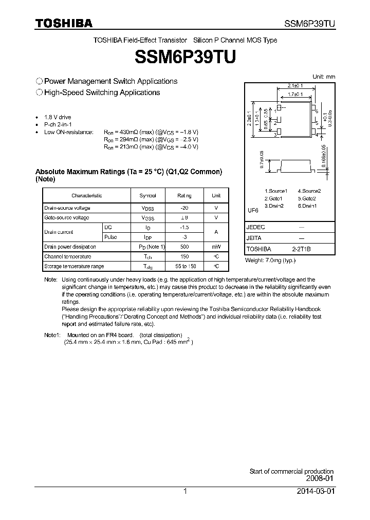 SSM6P39TU_7888664.PDF Datasheet