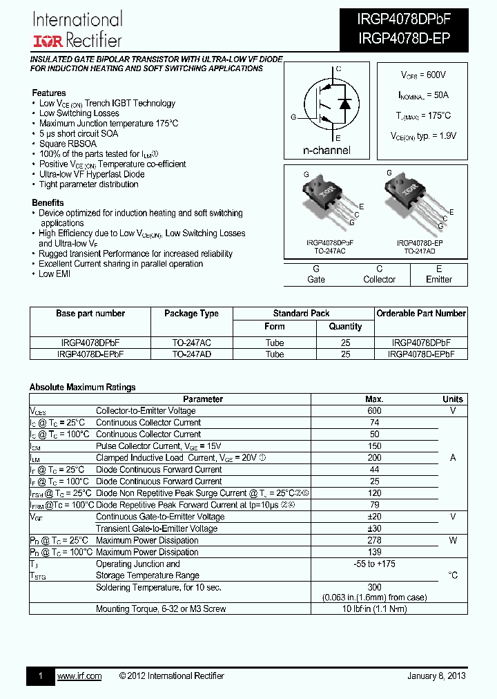 IRGP4078DPBF_7888893.PDF Datasheet