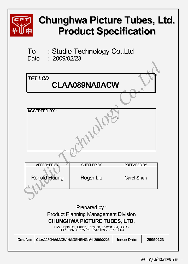 CLAA089NA0ACW_7781147.PDF Datasheet