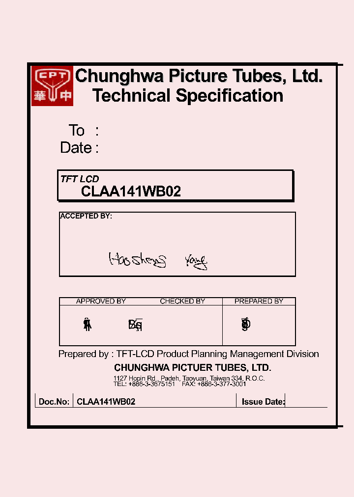 CLAA141WB02_7780403.PDF Datasheet