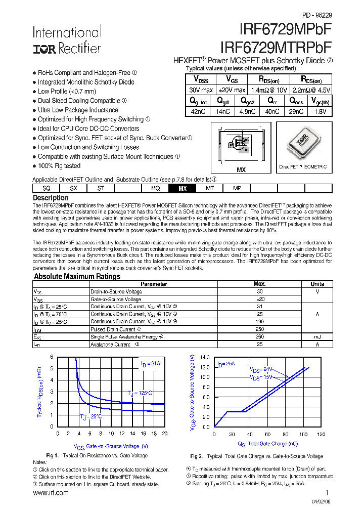 IRF6729MTRPBF_7891569.PDF Datasheet