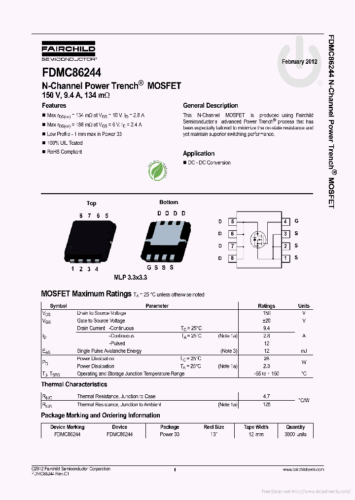 FDMC86244_7781901.PDF Datasheet