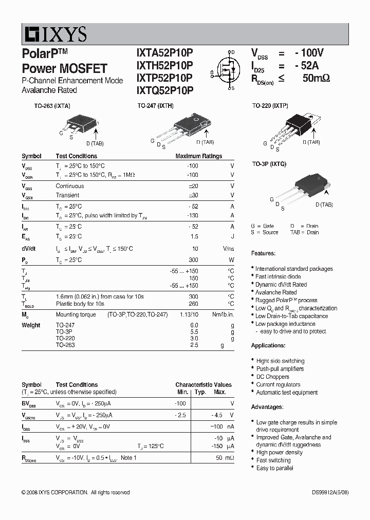 IXTQ52P10P_7784082.PDF Datasheet