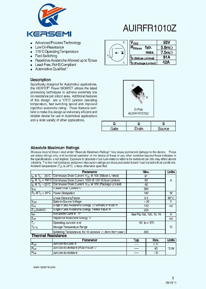 AUIRFR1010Z_7896440.PDF Datasheet
