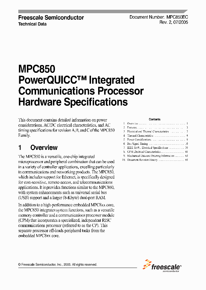 XPC850CZT66BU_7899189.PDF Datasheet
