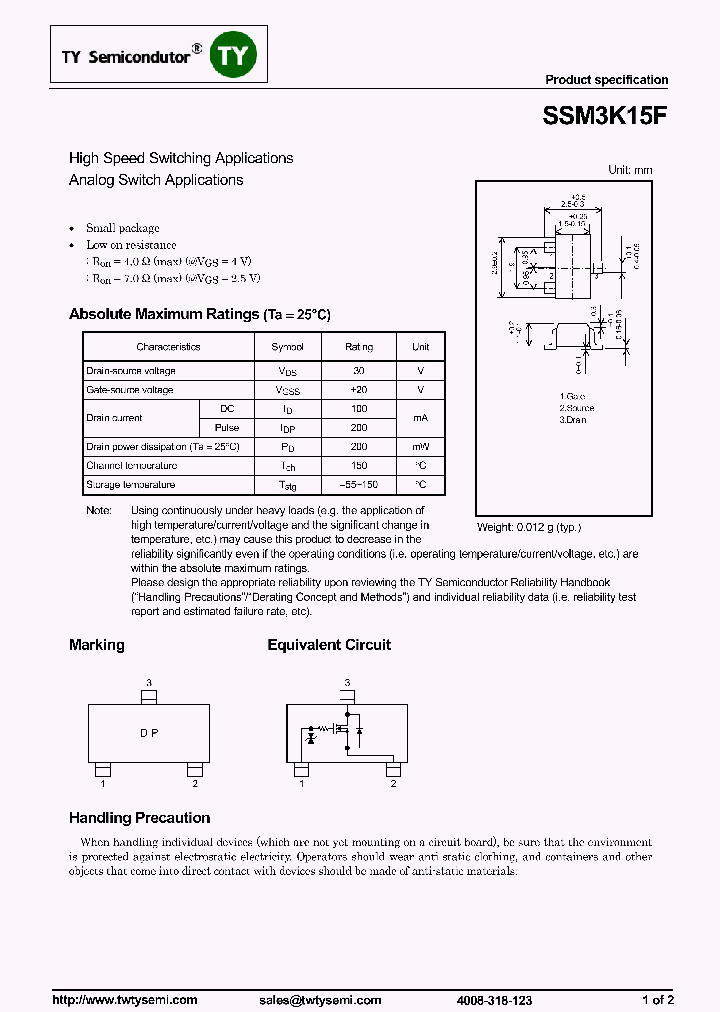 SSM3K15F_7901007.PDF Datasheet