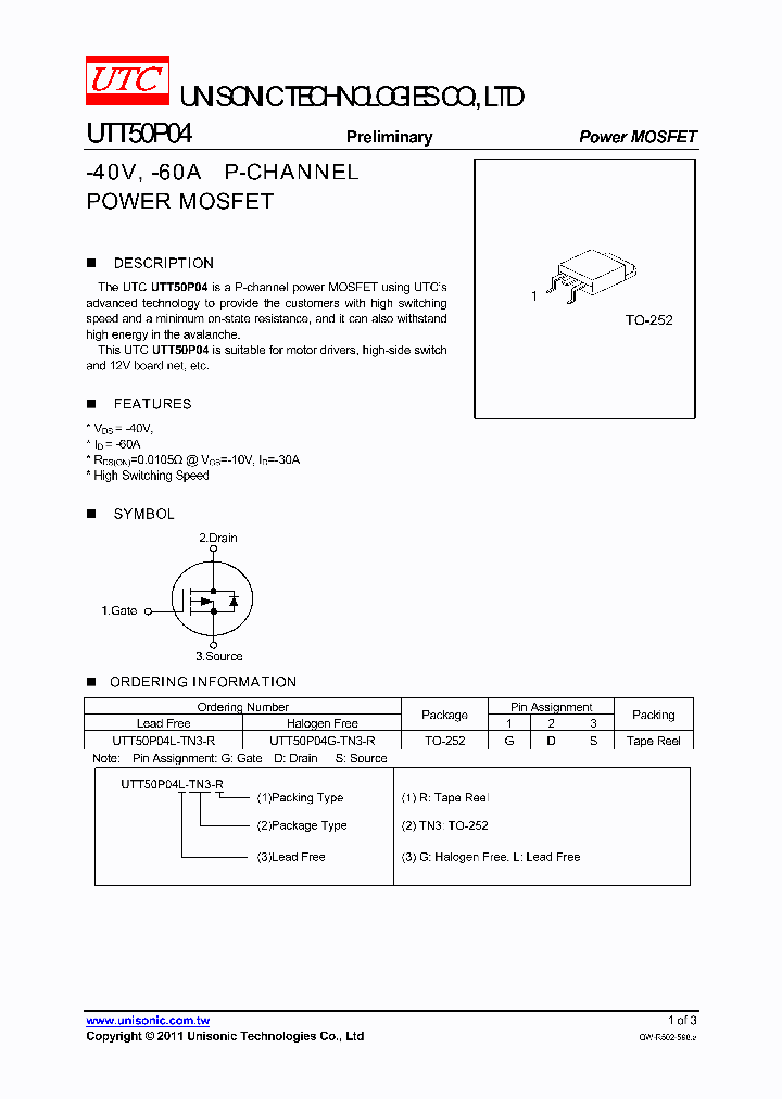 UTT50P04G-TN3-R_7904992.PDF Datasheet