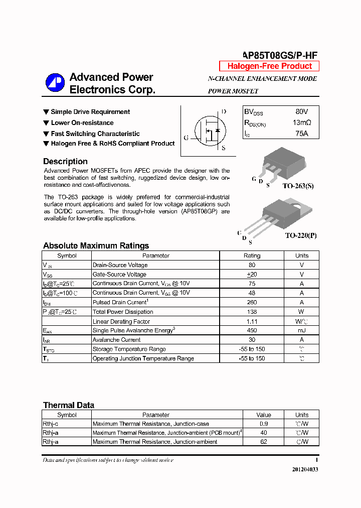 AP85T08GSP-HF14_7909025.PDF Datasheet