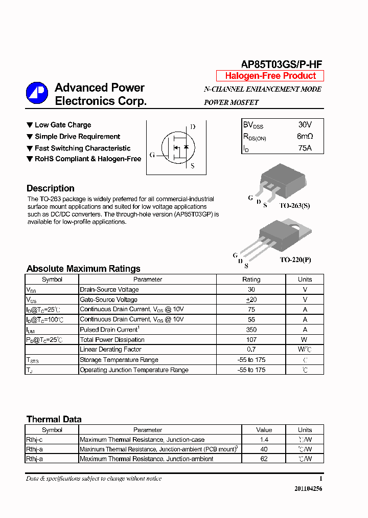 AP85T03GS-HF14_7909027.PDF Datasheet