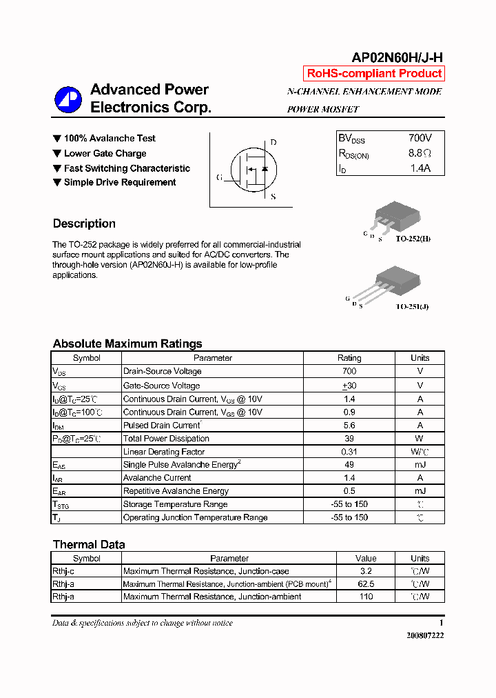 AP02N60H-H_7910988.PDF Datasheet