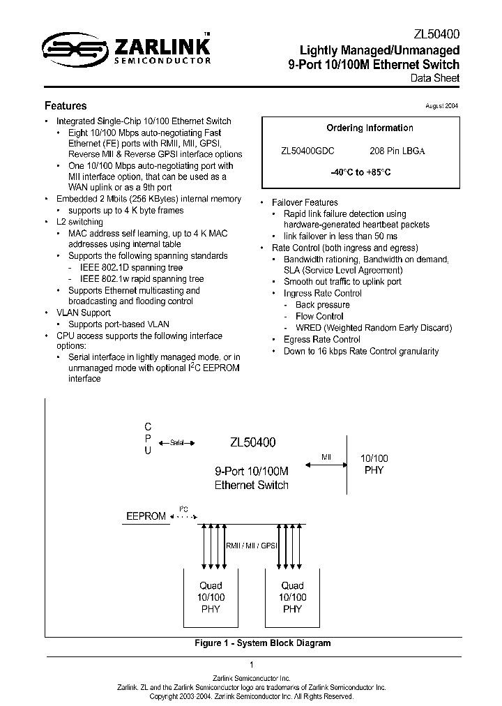 ZL50400GDC_7912709.PDF Datasheet