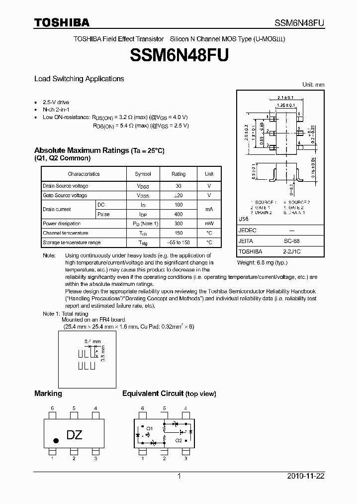 SSM6N48FU_7913711.PDF Datasheet