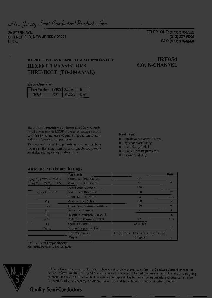 IRF054_7915528.PDF Datasheet