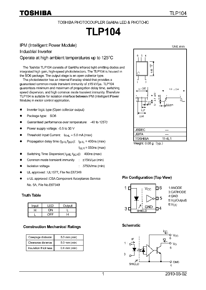 TLP104TPL_7919781.PDF Datasheet