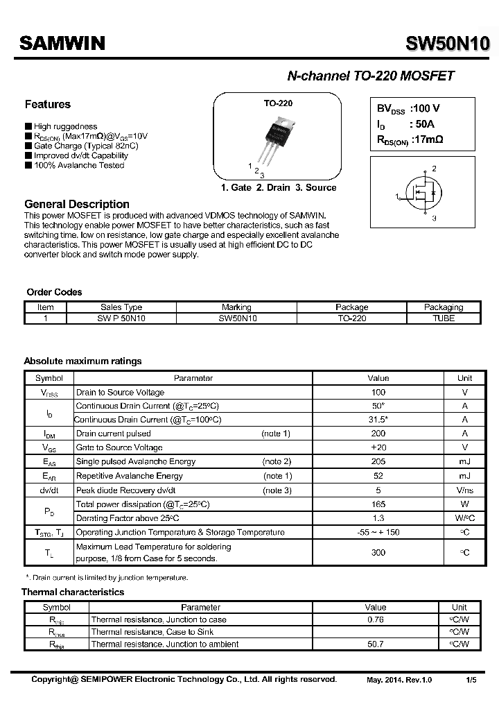 SW50N10_7923657.PDF Datasheet