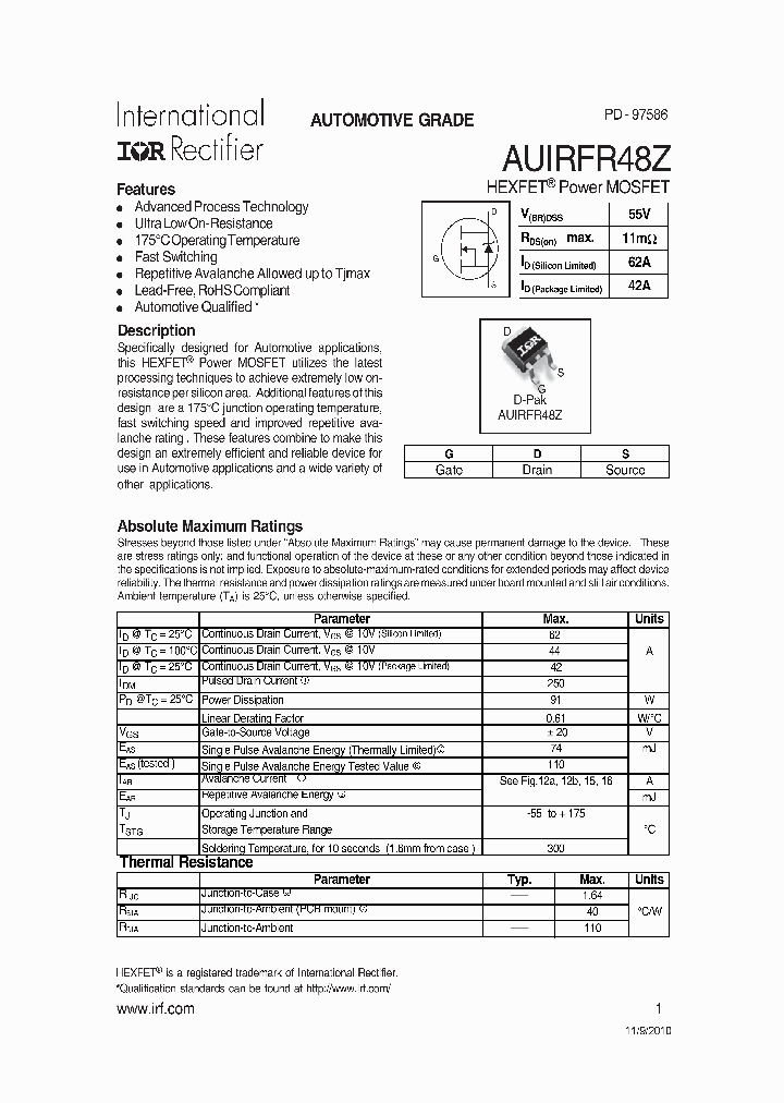 AUIRFR48Z_7926160.PDF Datasheet