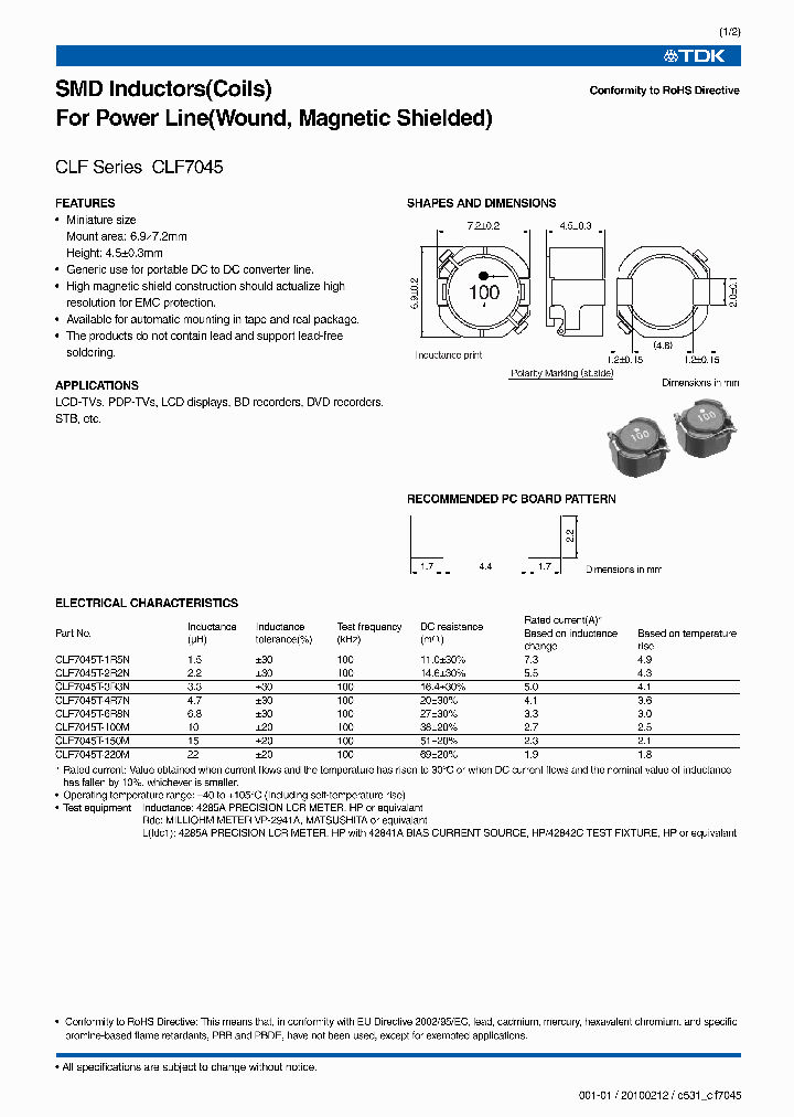 CLF7045T-1R5N_7926469.PDF Datasheet