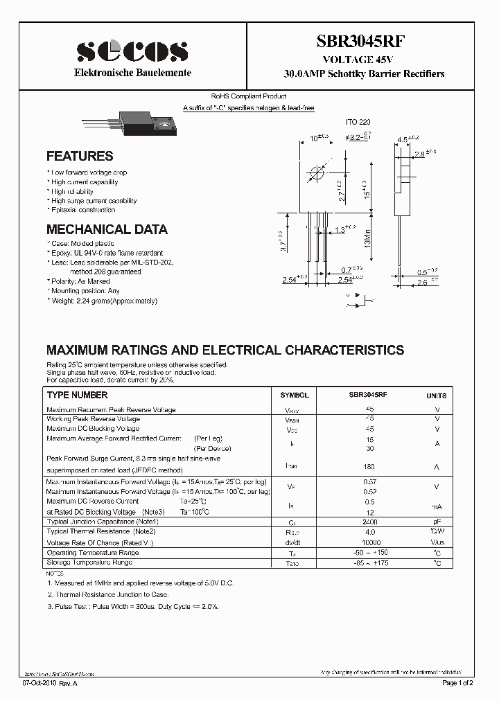 SBR3045RF_7927222.PDF Datasheet