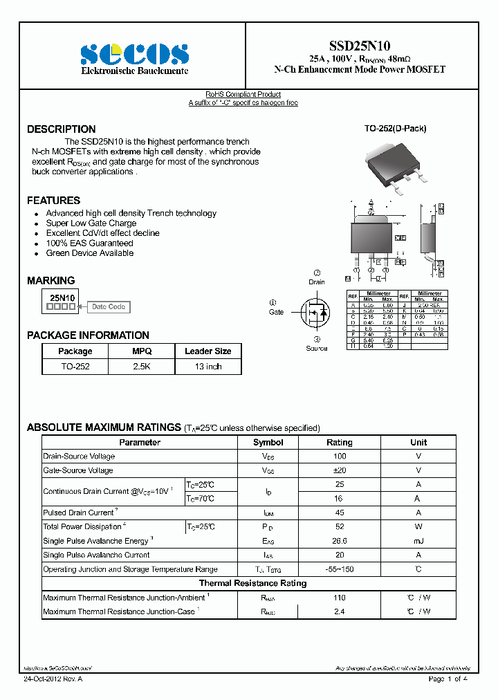 SSD25N10_7928618.PDF Datasheet