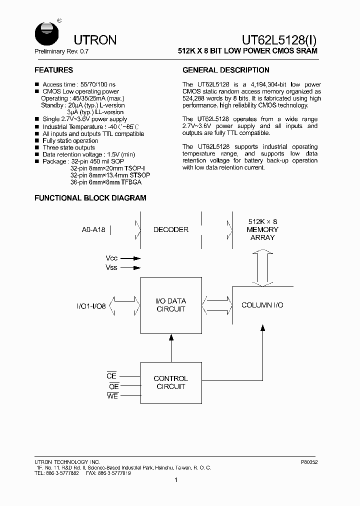 UT62L5128BS-70LI_7932409.PDF Datasheet
