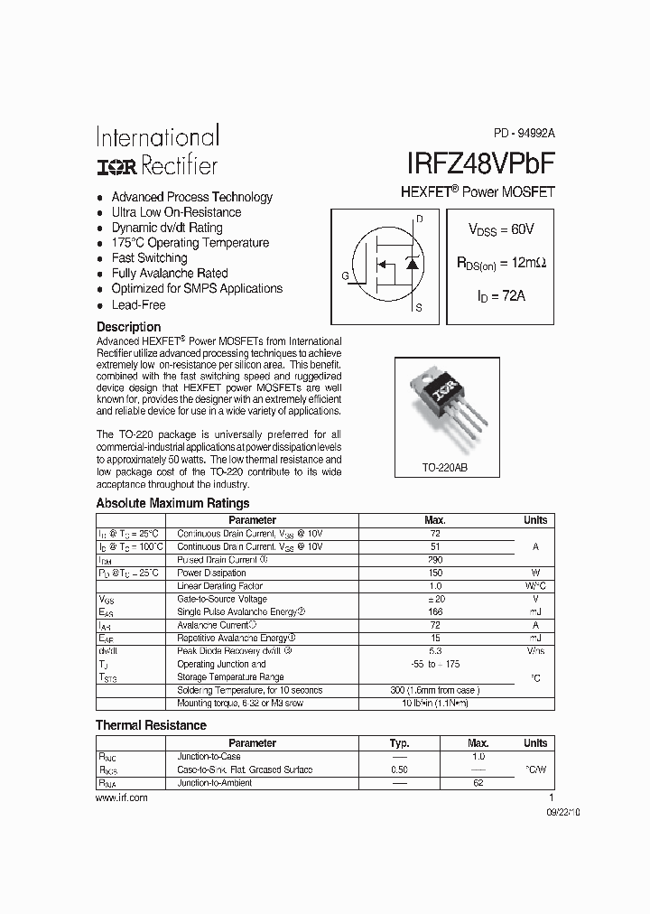 IRFZ48VPBF_7932529.PDF Datasheet