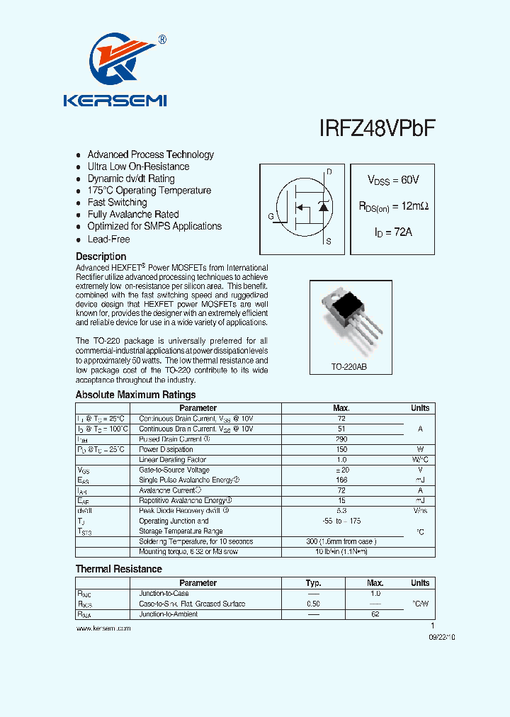 IRFZ48VPBF_7932530.PDF Datasheet
