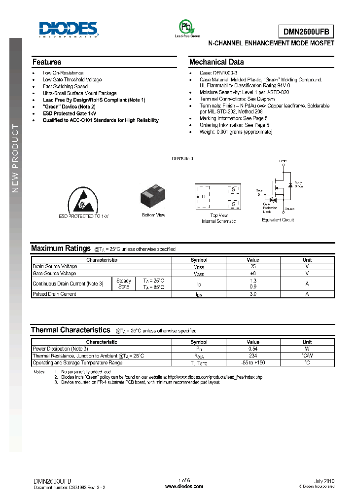 DMN2600UFB_7934257.PDF Datasheet