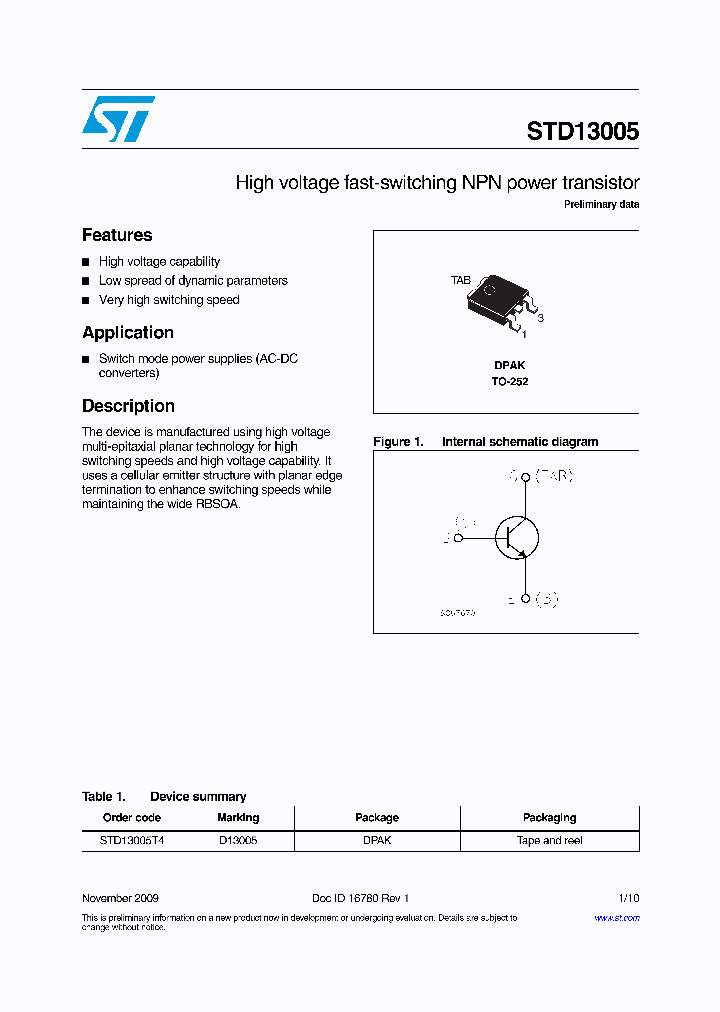 STD13005T4_7936824.PDF Datasheet