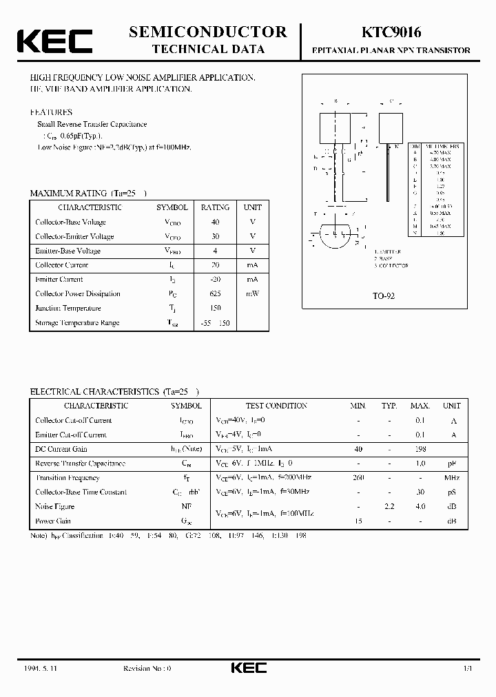 KTC9016_7937129.PDF Datasheet