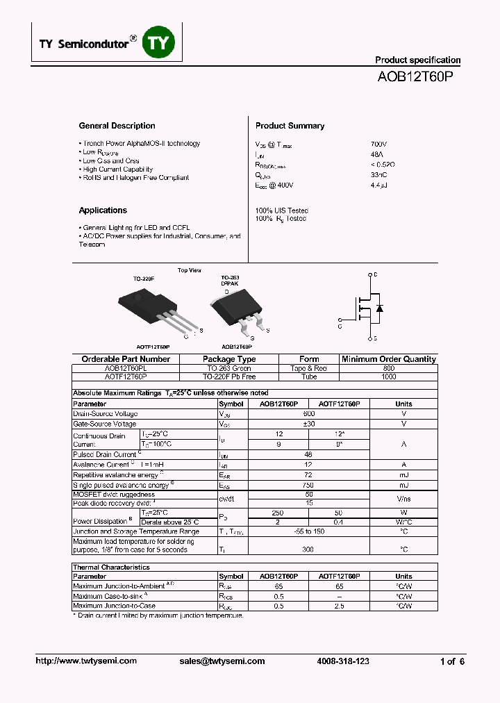 AOB12T60P_7937943.PDF Datasheet