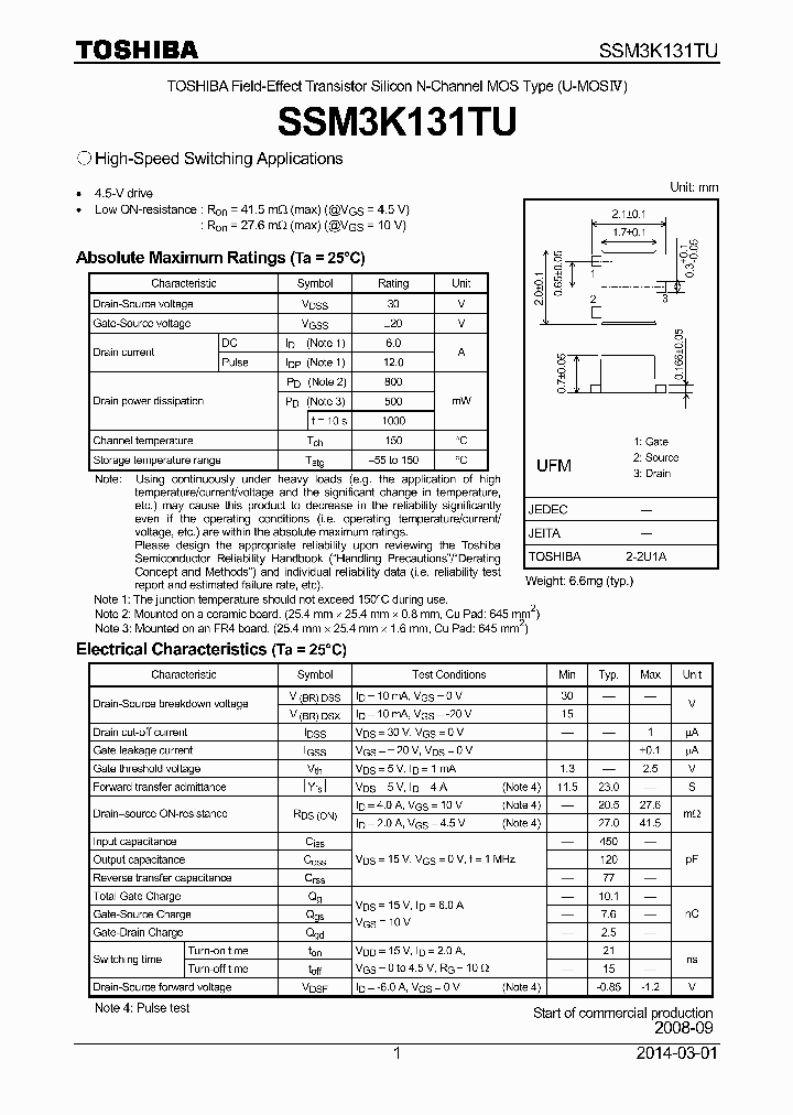 SSM3K131TU_7938442.PDF Datasheet