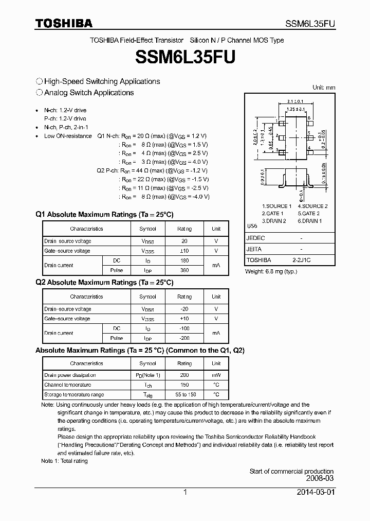 SSM6L35FU_7938175.PDF Datasheet