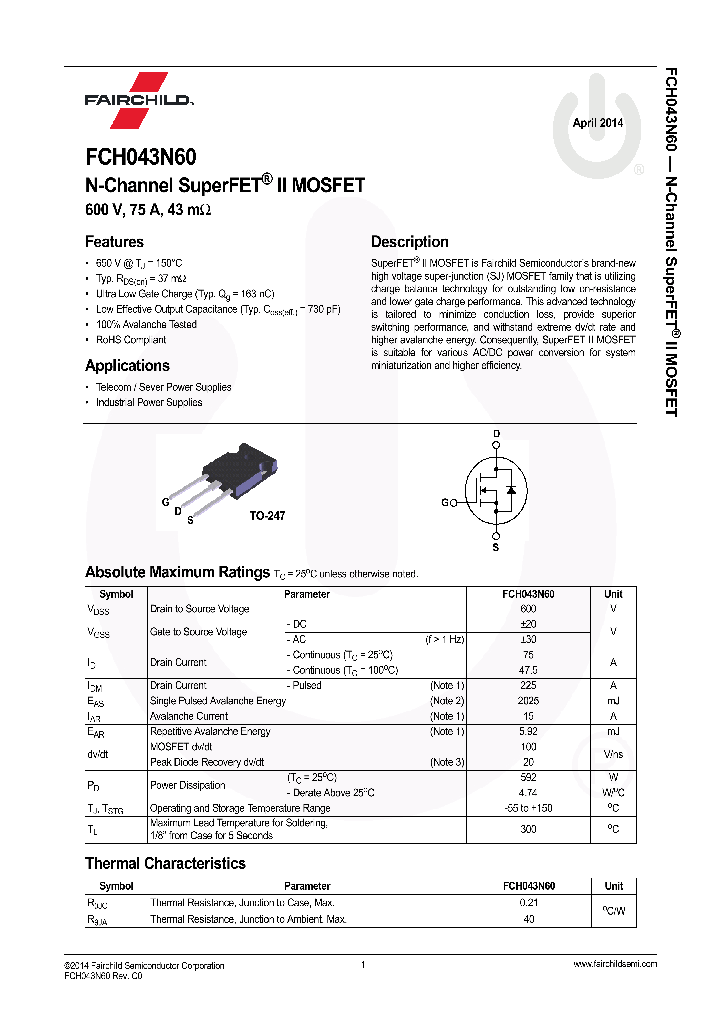 FCH043N60_7939952.PDF Datasheet