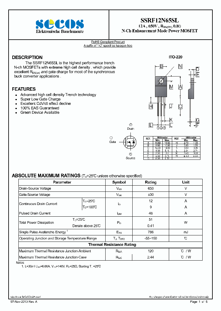 SSRF12N65SL_7941850.PDF Datasheet