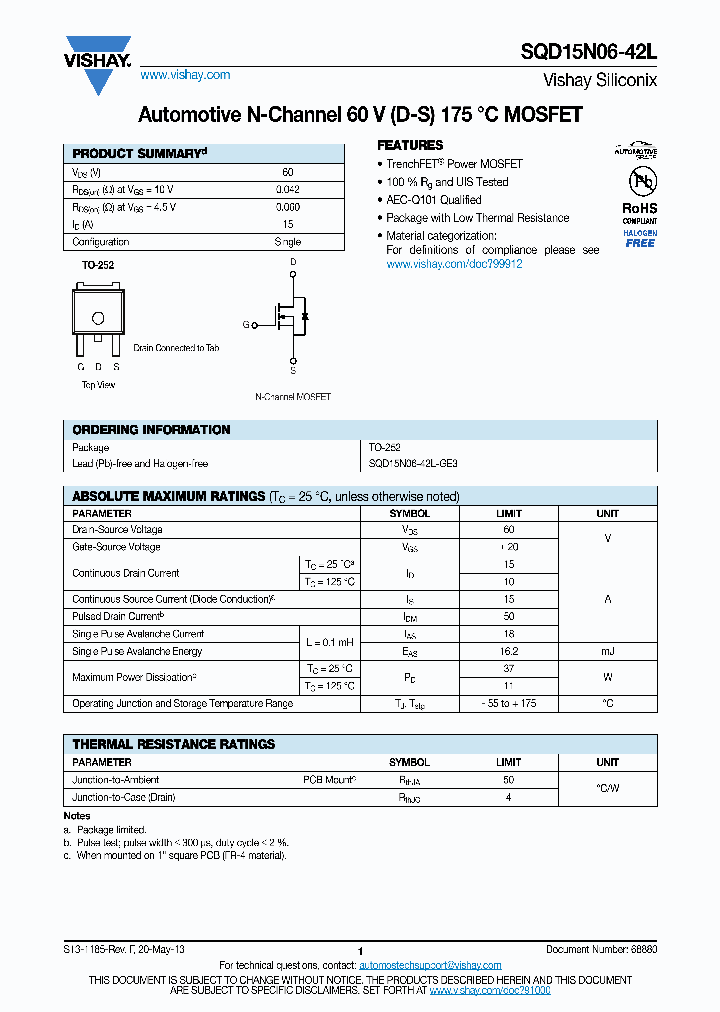SQD15N06-42L13_7948745.PDF Datasheet