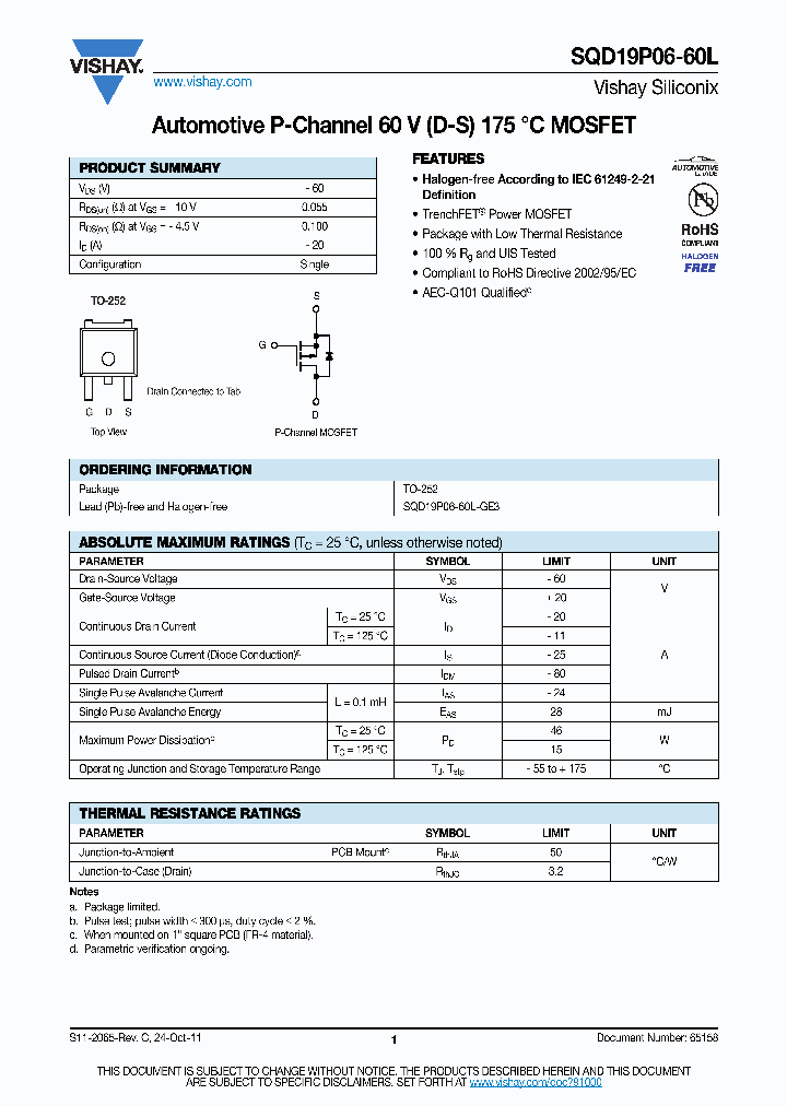 SQD19P06-60L-GE3_7948746.PDF Datasheet