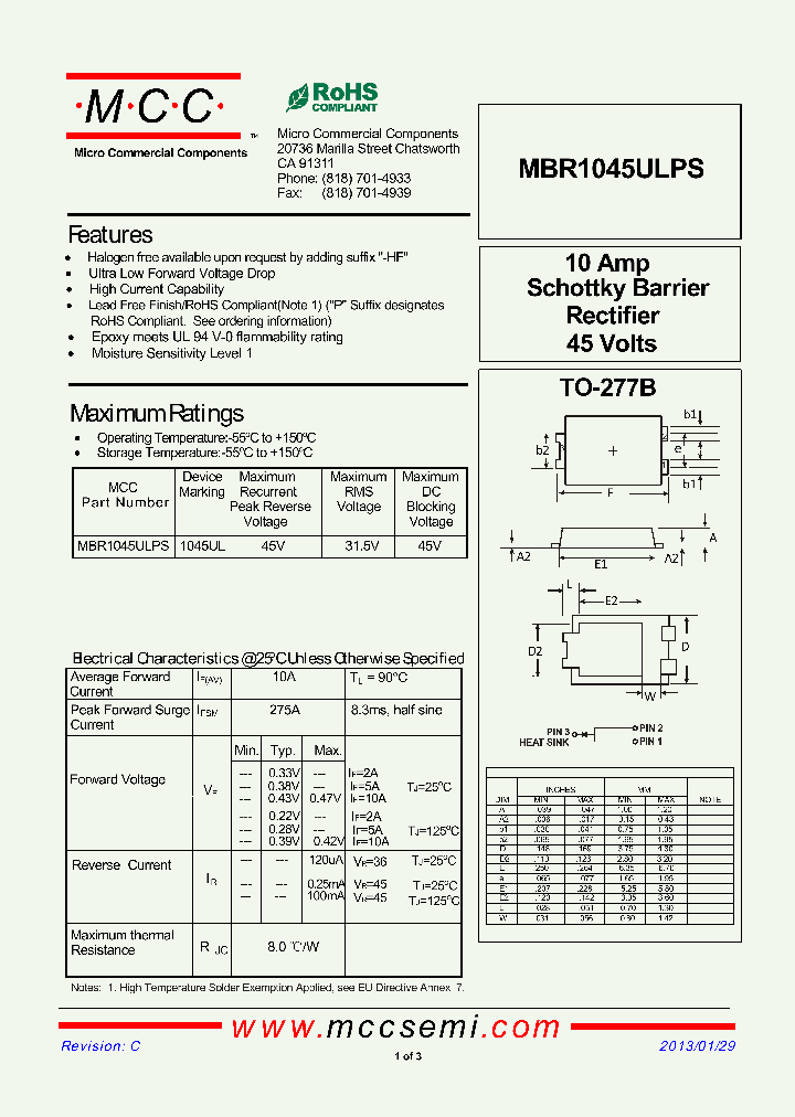 MBR1045ULPS_7948835.PDF Datasheet