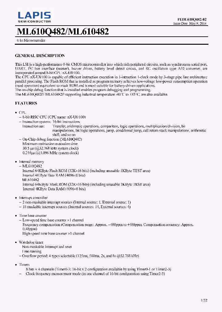 ML610Q482_7952192.PDF Datasheet