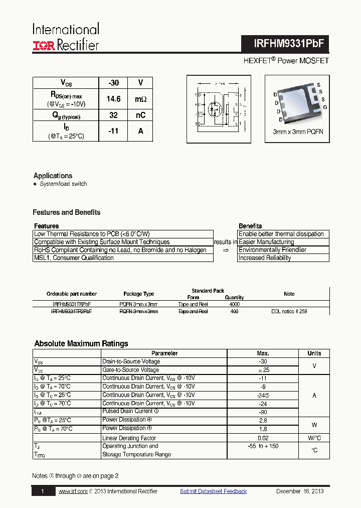 IRFHM93312PBF_7956325.PDF Datasheet