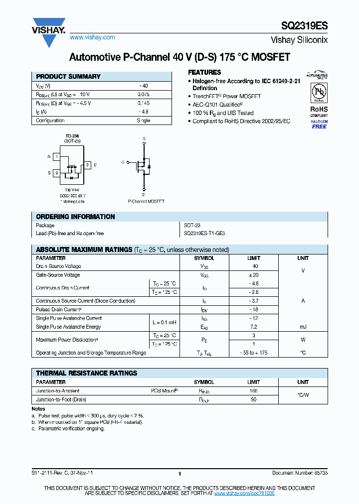 SQ2319ES_7957358.PDF Datasheet