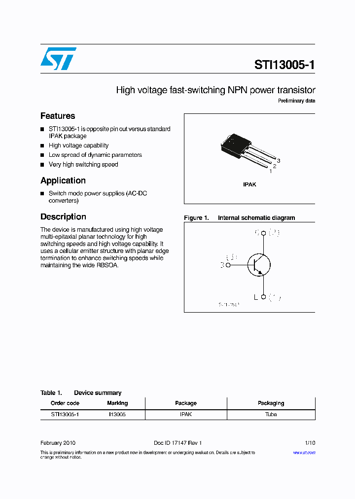 STI13005-1_7961147.PDF Datasheet
