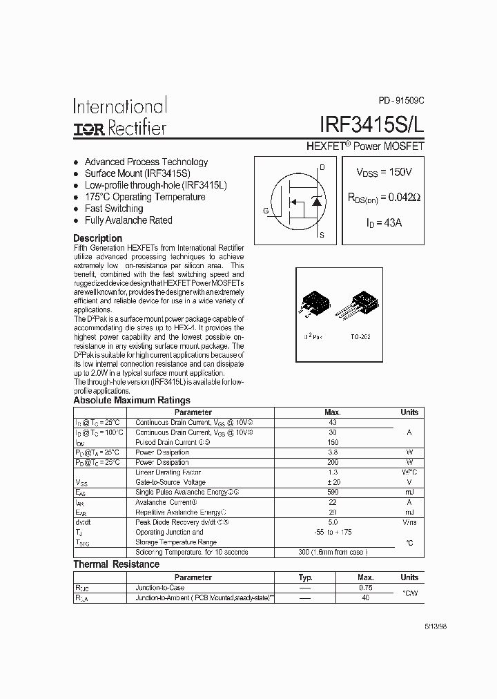 IRF3415L_7968896.PDF Datasheet
