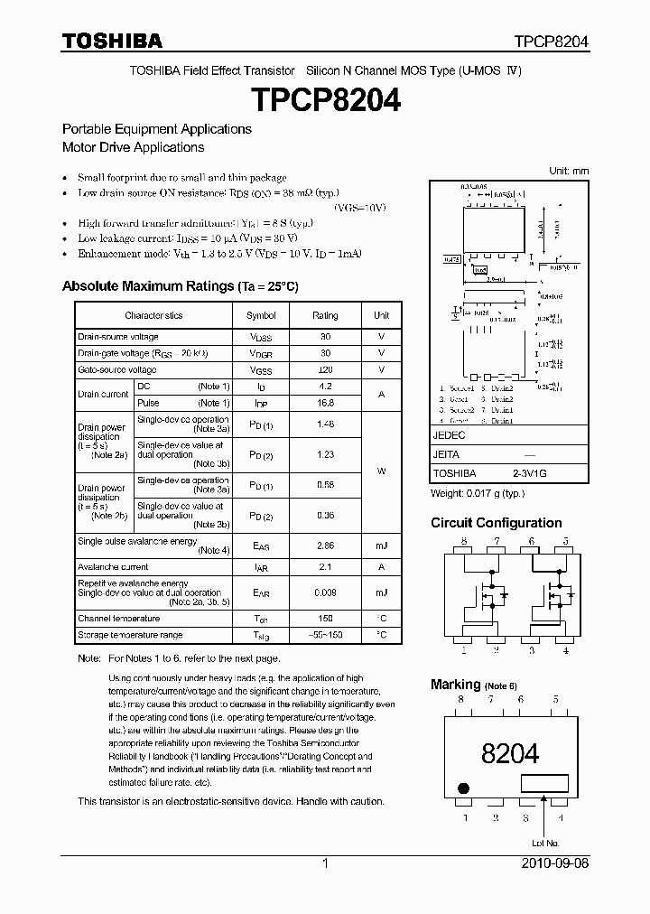 TPCP8204_7796350.PDF Datasheet