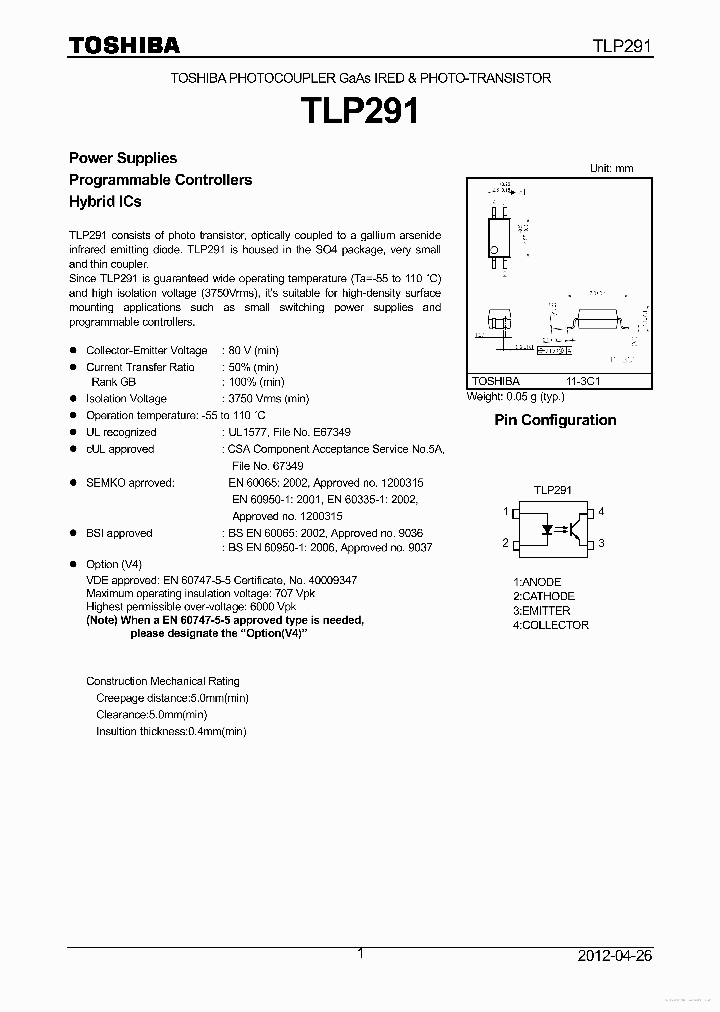 TLP291_7797613.PDF Datasheet